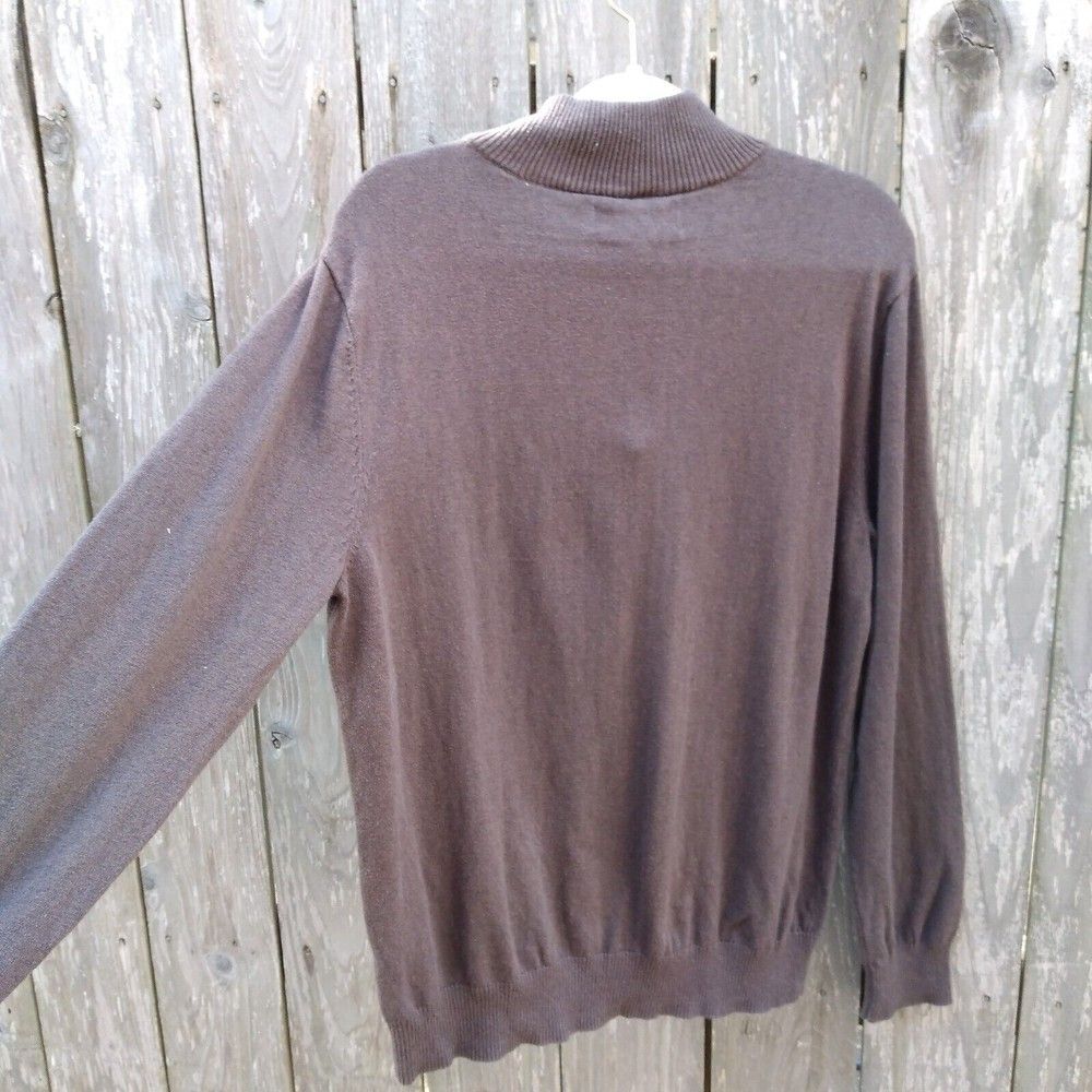 Hawker Rye size L cotton cashmere sweater chocolate brown zip neck - Picture 9 of 9